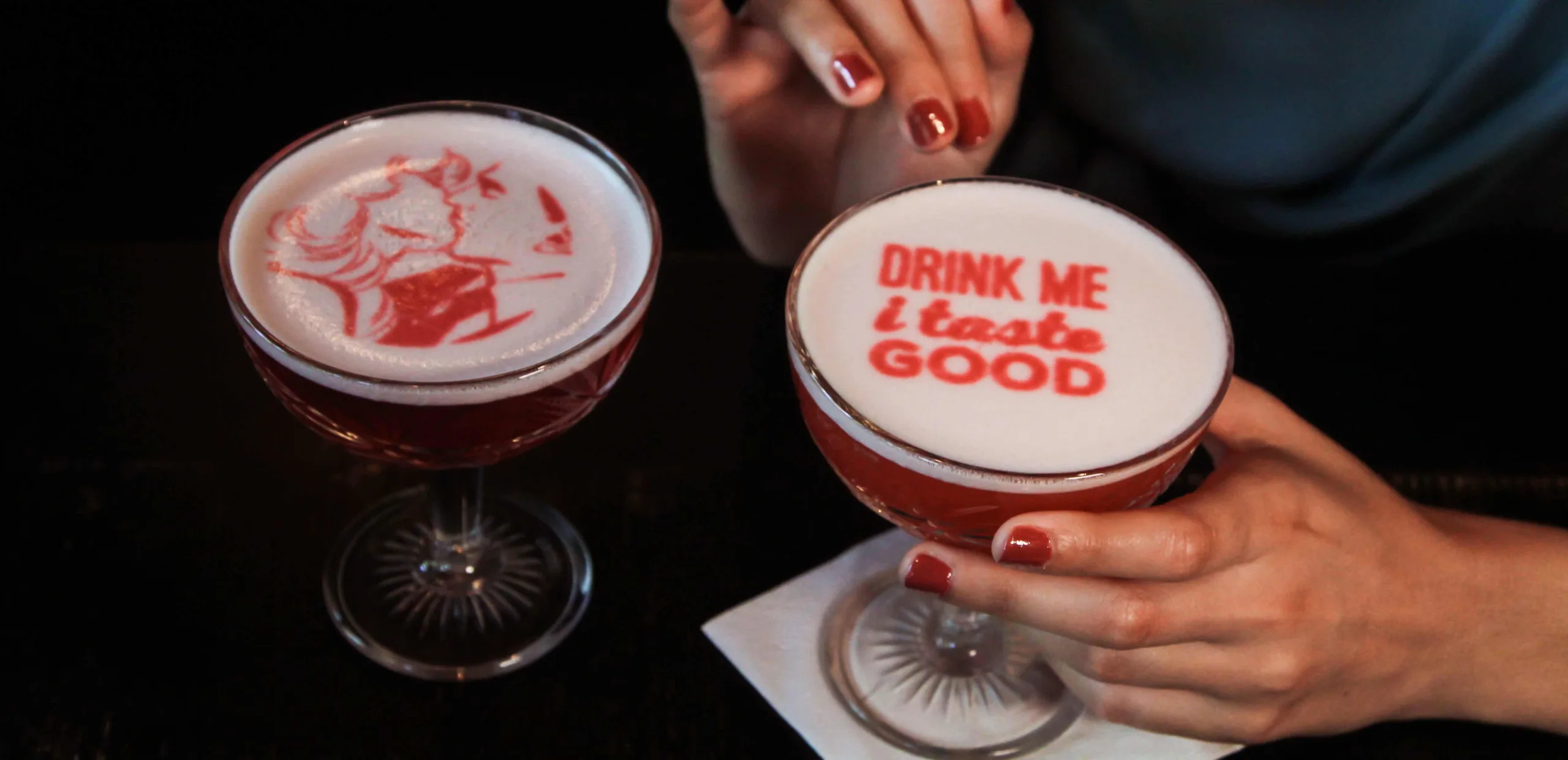 Red print topped cocktail