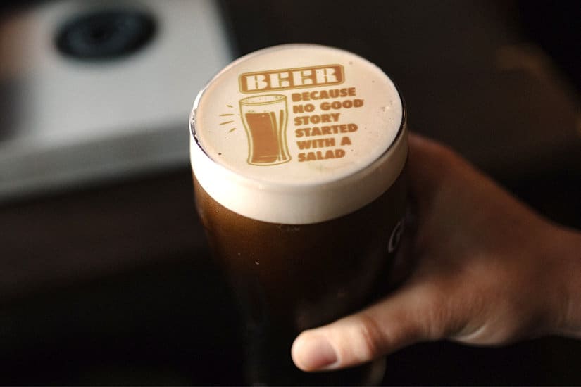 Beer foam printed message