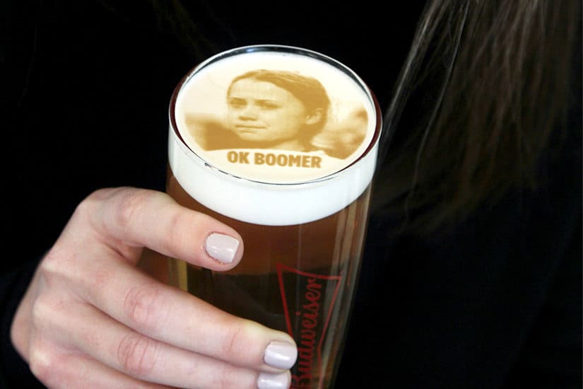 Budweiser beer foam selfie