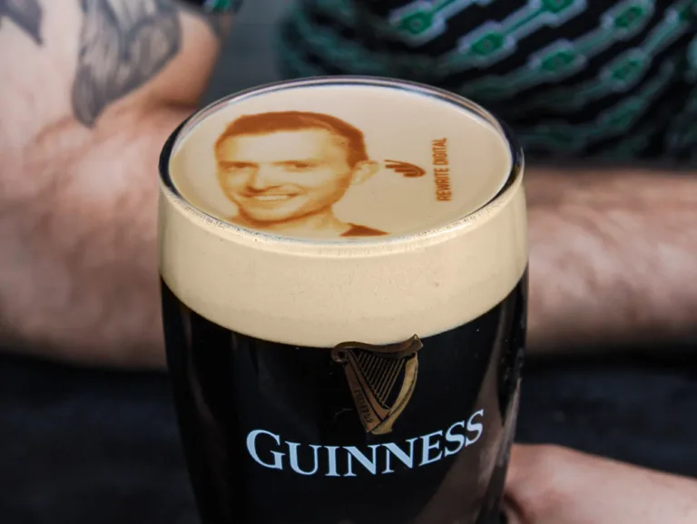 Guinness beer foam selfie