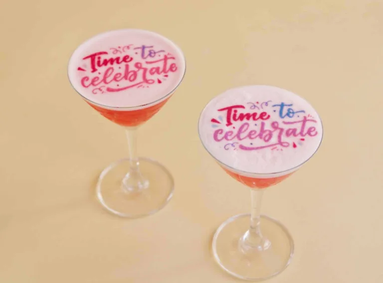 Cocktails Printed with 'Time to Celebrate'